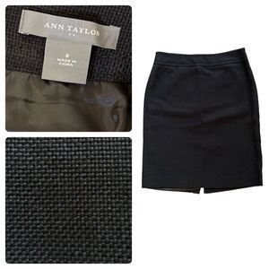 ANN TAYLOR thick cotton rayon mix, fully lined, black pencil skirt Sz 8